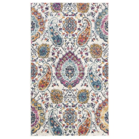 Safavieh 10 x 14 ft. Madison Power Loomed Rectangle Area Rug Cream & Multi Color MAD600B-10